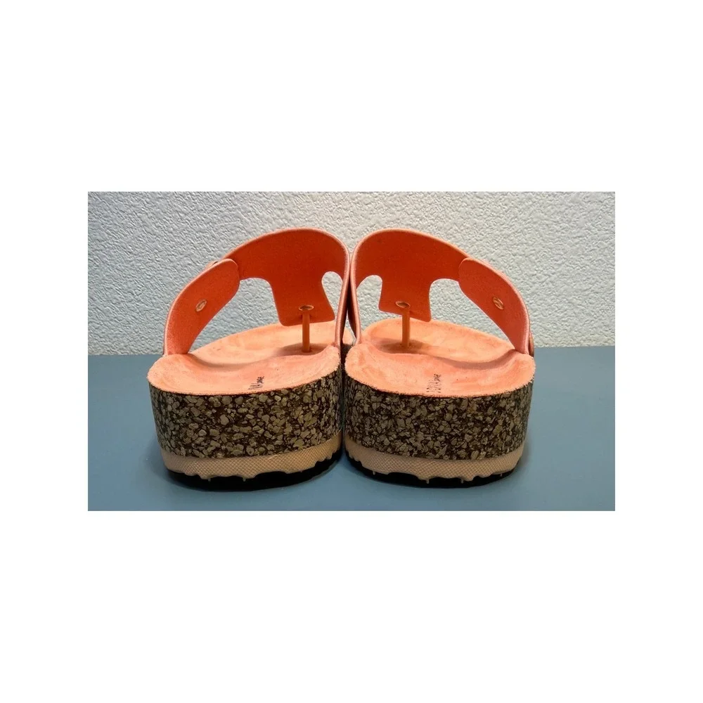 Wild Diva‎ Lounge Womens 8 Coral Peach Cork Platform Thong Buckle Sandals